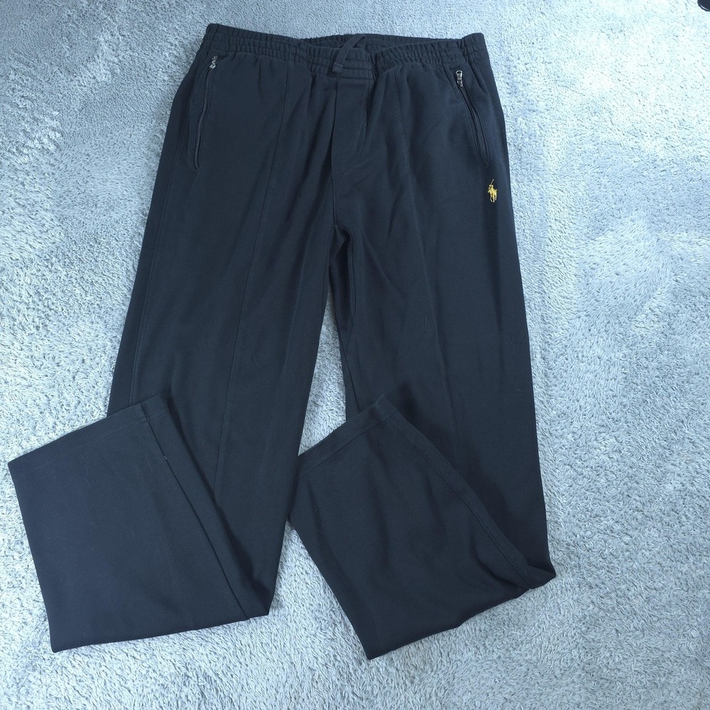 Polo Ralph Lauren Sweatpants Mens L Black 100% Cotton Knit Relaxed Fit 34x29